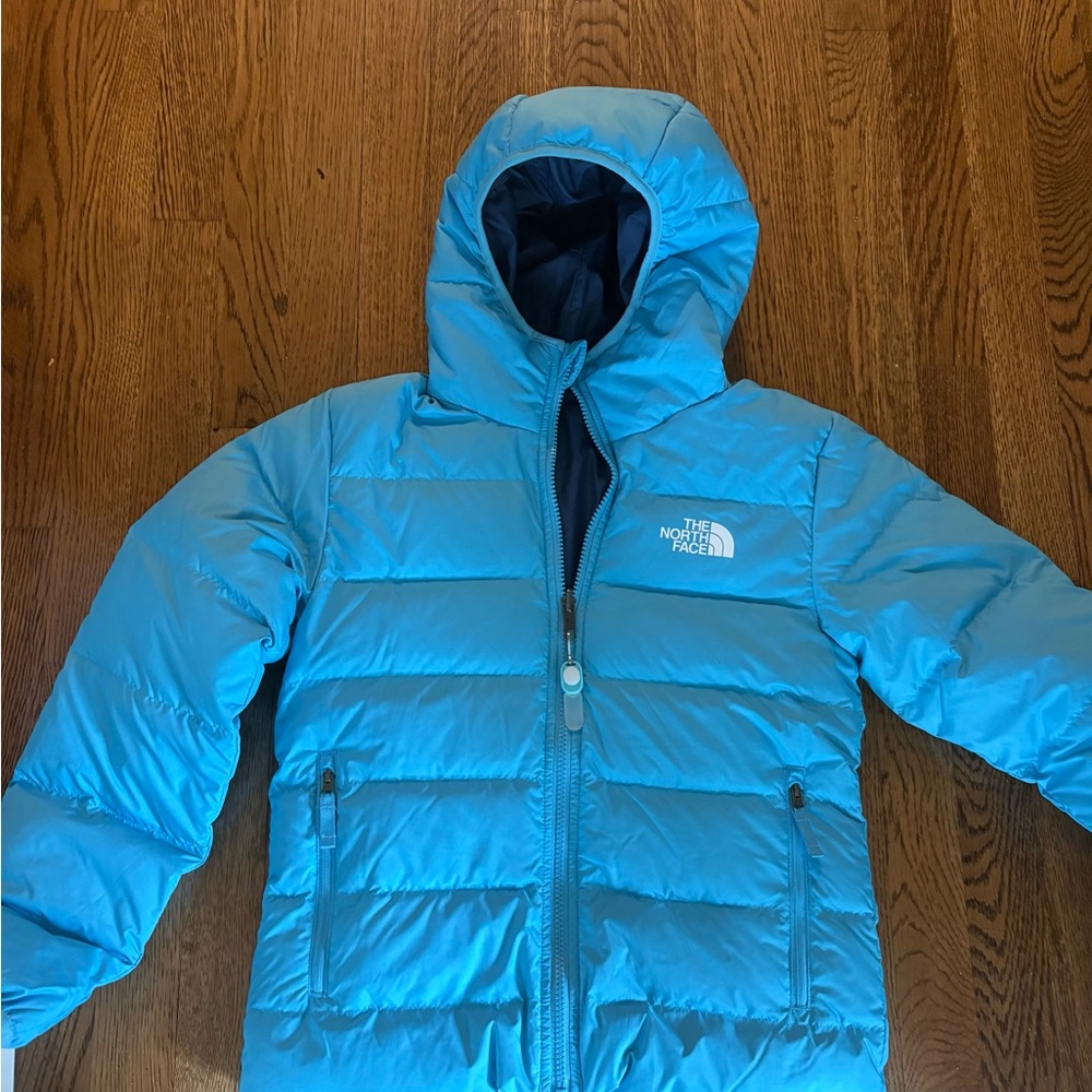 The North Face Teal Puffer/navy reversible  Jacket
